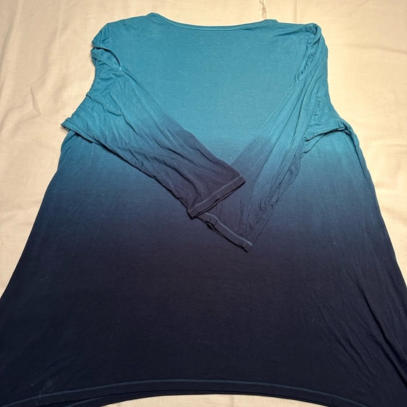 Sunday. Ombré Light Teal to Dark Teal, Shoulder opening, asymmetrical top. NWOT - Picture 3 of 3